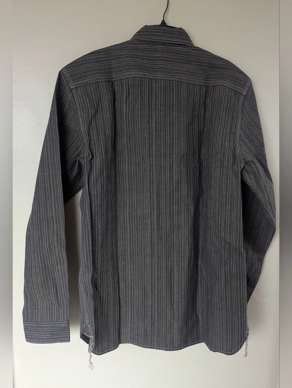 Gustin #8 Japan Wabisabi Workshirt, Brown/Gray & White Striped (SIZE LARGE SLIM) - Picture 9 of 15